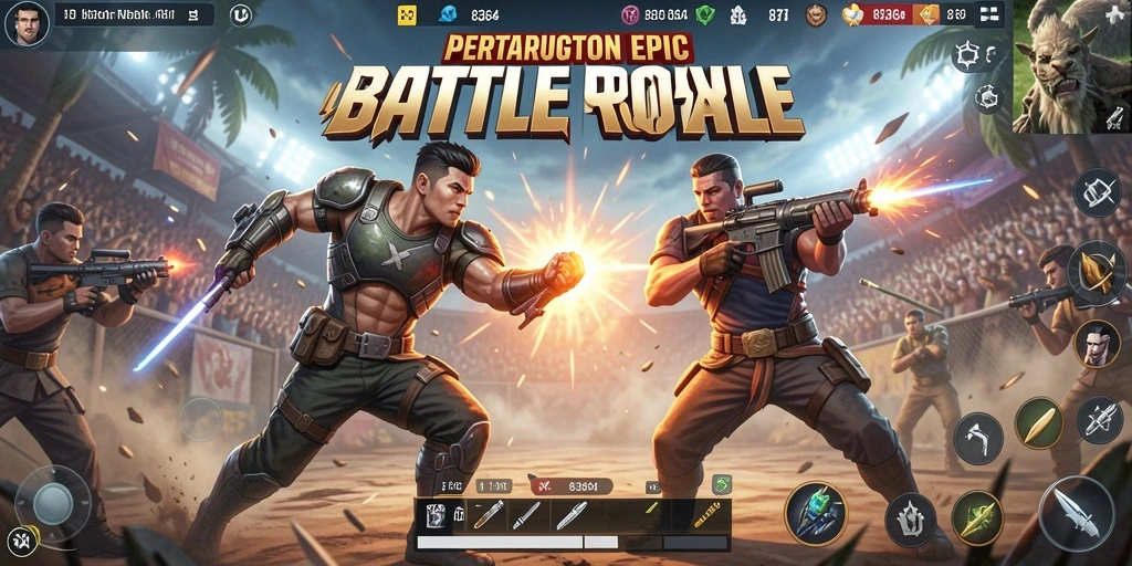 Gameplay seru saat bertarung di dunia Battle Royale.