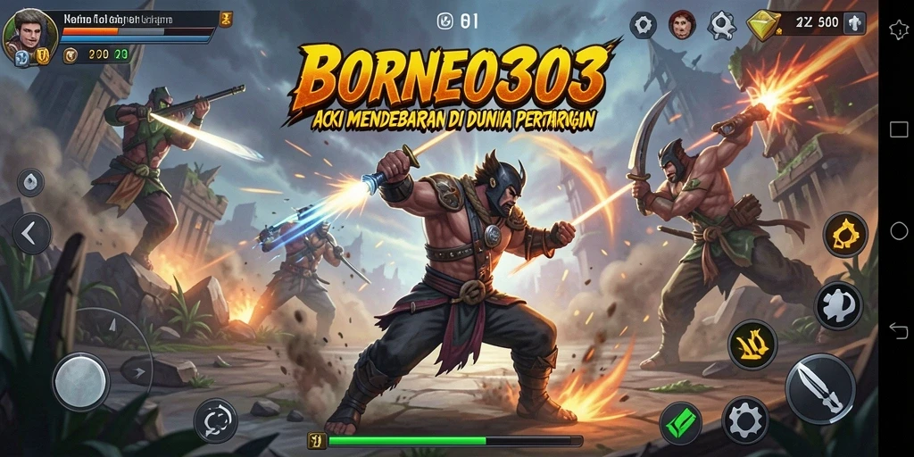 Tangkapan layar menampilkan aksi seru dalam BORNEO303.
