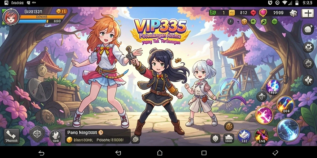 Screenshot gameplay VIP333 yang menunjukkan aksi pertarungan karakter Anime.